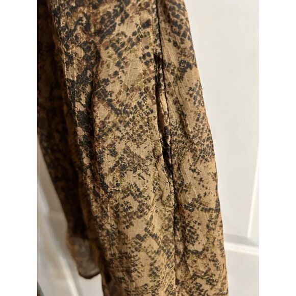Abercrombie & Fitch Dress Women’s XS Brown Snakeskin Print Buttons Tie in Back - Picture 11 of 14
